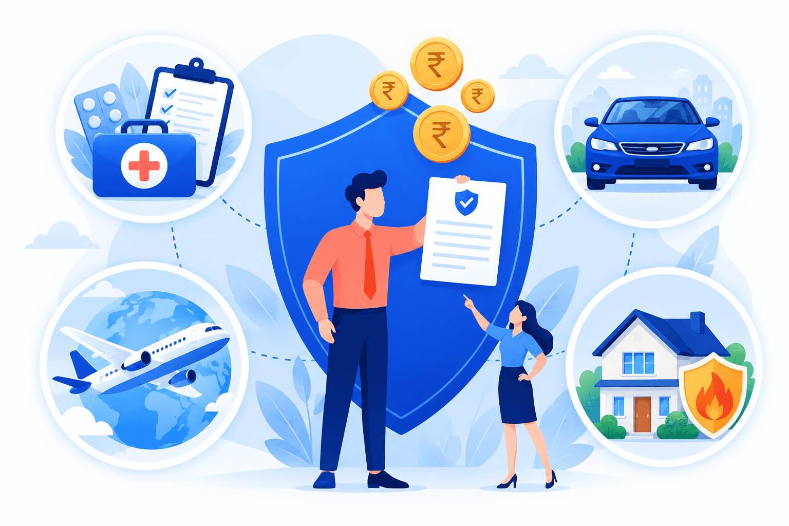 An advisor helping customers choose an insurance plan